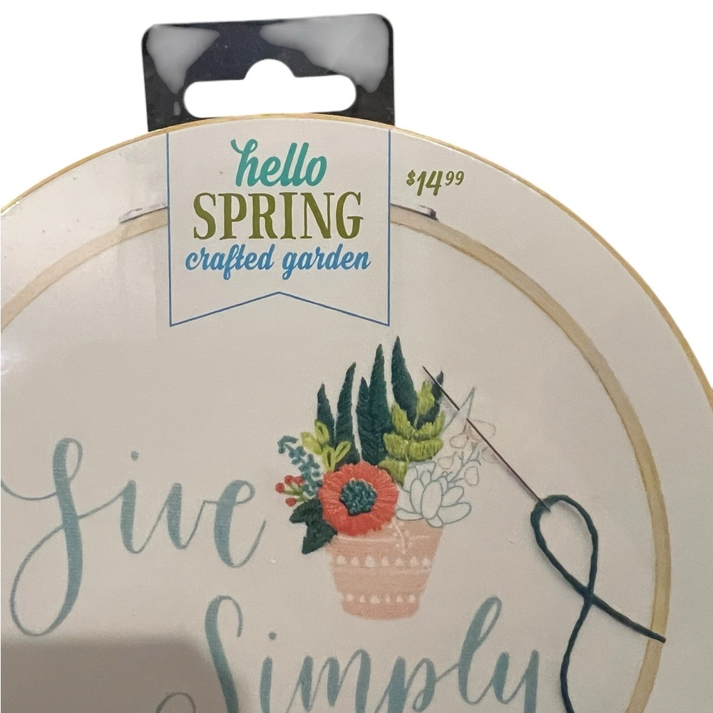 “Live Simply” Embroidery Kit (Floss, Needle, Hoop). Joanne Fabrics, Hello Spring - Picture 2 of 3